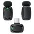 ACEFAST R2 Wireless Lavalier Dual Microphone For iPhone Android USB-C AI Noise Reduction Low Latency Lossless Sound Mics - Black